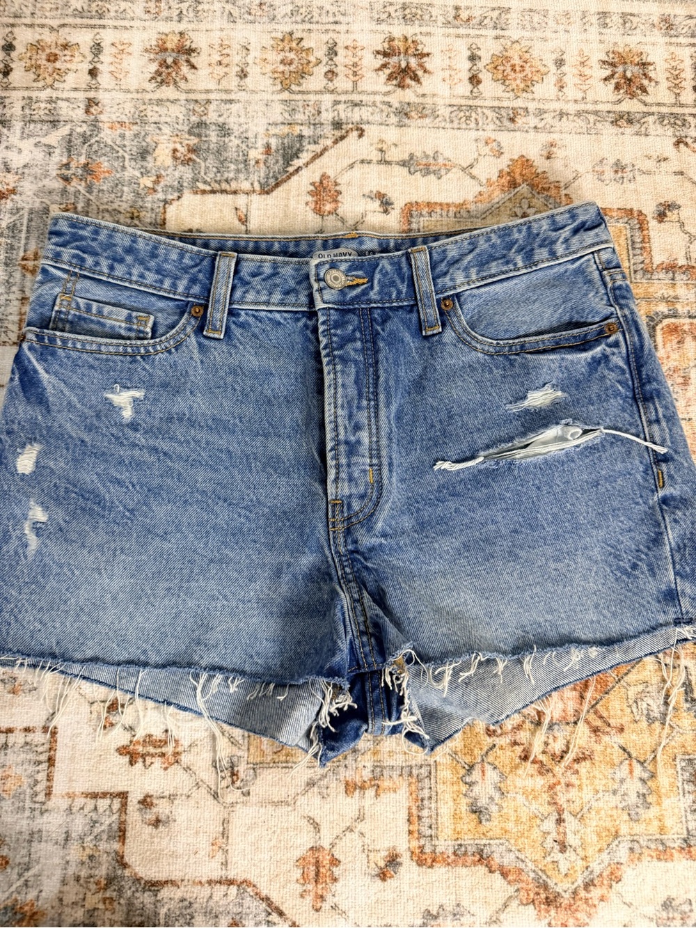 Old Navy distressed cut off denim shorts button fly